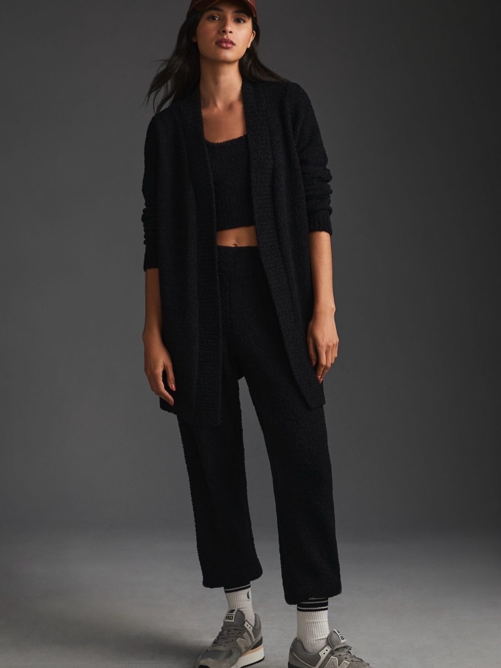 Cozy Black Knit Wide-Leg Pants — Women's Lounge Trousers
